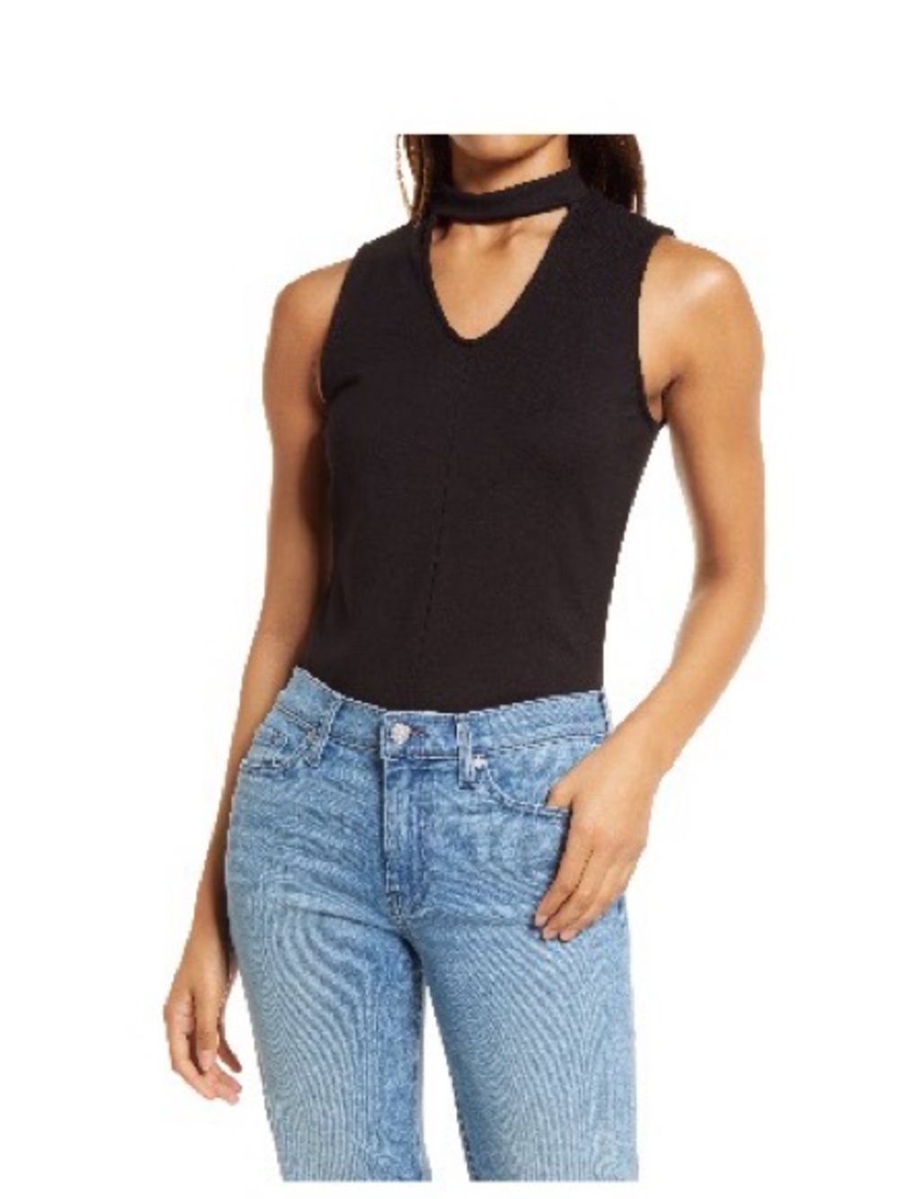 Halogen Mock Neck Cut Out Top